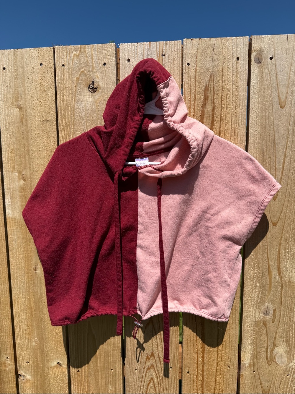 No Boundaries Two-Tone Hoodie crop top- Pink & Burgundy